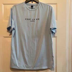 Shein C’est La Vie Light Blue T-Shirt